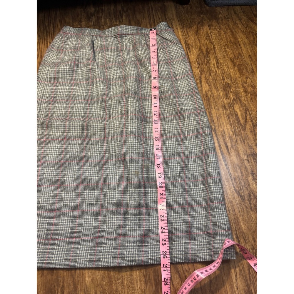 Vintage Pendleton Pet Grey Plaid Wool Midi Skirt Size 26" 80s Academia Heritage - Picture 8 of 11